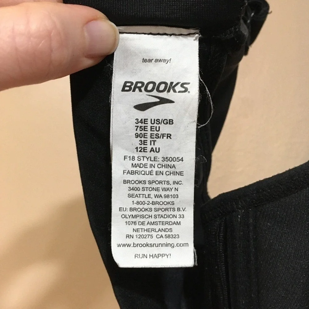 Brooks Maia High Impact Underwire Sports Bra 34E 34DD Black Gray Adjustable Run